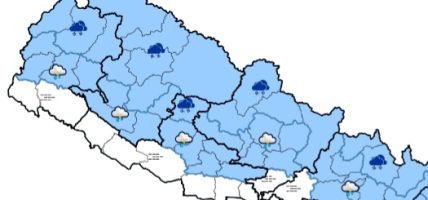 पहाडी तथा हिमाली क्षेत्रमा वर्षा र हिमपातको सम्भावना, तराईमा हुरीको चेतावनी